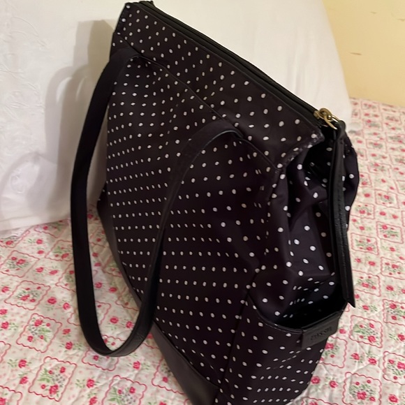 Fossil Black & White poka dot carry-all Handbag - Picture 5 of 10